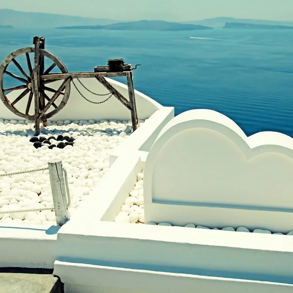 산 토 리 니 섬, 그리스의 아름 다운 건축 세부 사항 — 스톡 사진