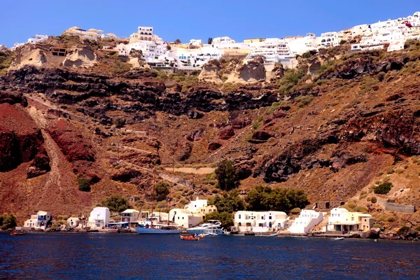 View from the sea of the Oia, Santorini island, Greece — Stok fotoğraf
