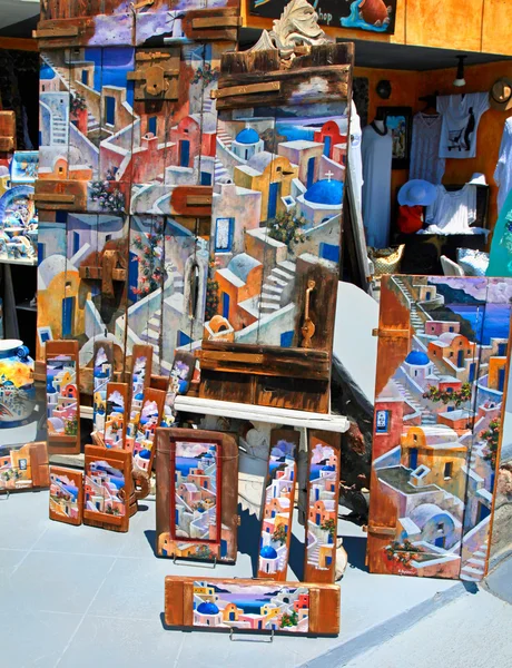 Boutique de souvenirs de Santorin dans la ville d'Oia, Grèce — Photo