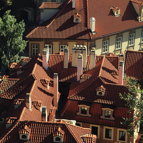 Eski kiremitli çatılar, prague, Çek Cumhuriyeti — Stok fotoğraf