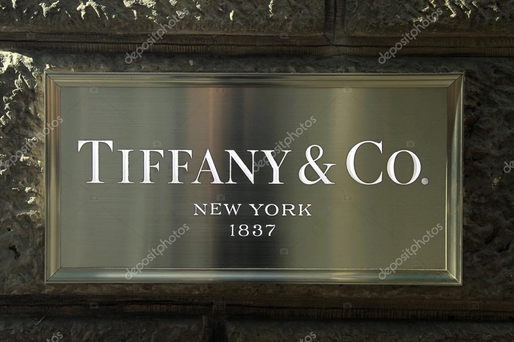 FLORENCE, ITALY - JANUARY 10, 2016: Sign at Tiffany & Co. Luxury Jewellery Retail Store in Florence, Italy. The jewelry company founded in 1837 is among most recognized luxury brands in the world.
