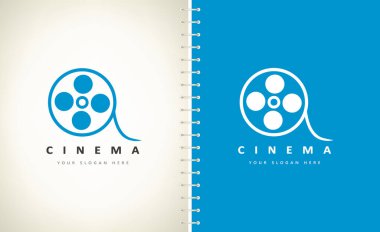 Film şeridi logo vektörü. Sinema tasarla.