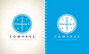 Pusula logo vektörü. Turist seyrüsefer aygıtı.