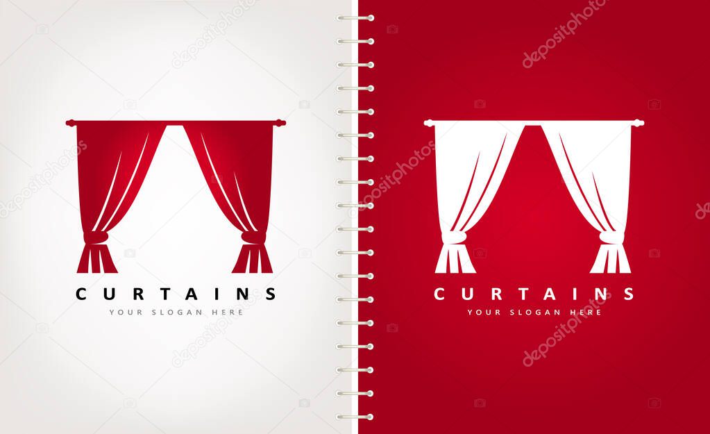 Curtains logo vector. Interior Design.