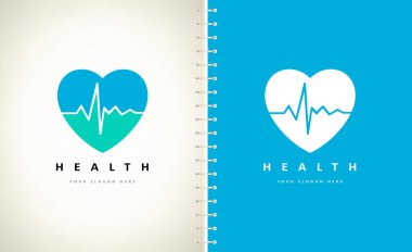Kalp atışı logosu. Kalp Sağlığı Vektörü. Klinik tasarımı.