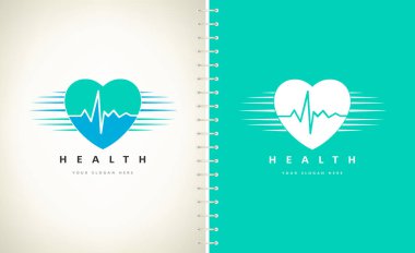 Kalp atışı logosu. Kalp Sağlığı Vektörü. Klinik tasarımı.