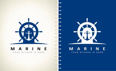 dümen ve çapa logo vektör tasarımı