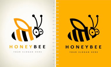 Arı logosu vektörü. Arıcılık tasarımı. Böcek illüstrasyonu.