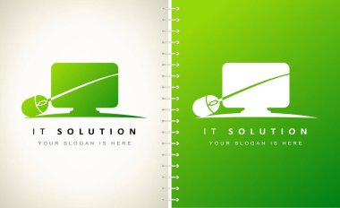İnternet Teknolojileri Çözüm logo vektörü. Bilgisayar ve fare logosu tasarımı.