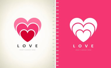 Aşk kalpleri logo vektörünü şekillendirir