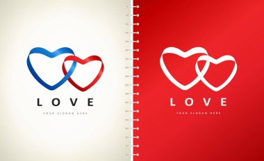 Aşk kalpleri logo vektörünü şekillendirir