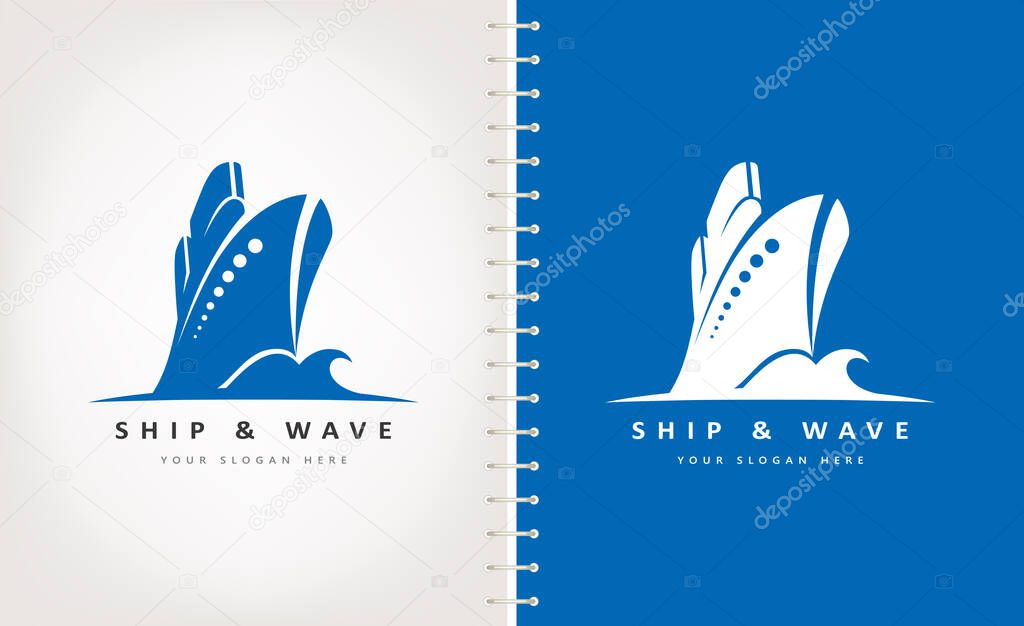 Ship on the sea logo vector. Ship and wave logo.