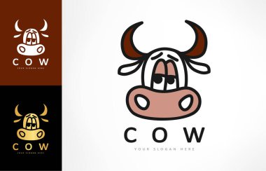 İnek logosu vektörü. Hayvan tasarımı.