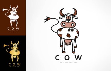 İnek logosu vektörü. Hayvan tasarımı.