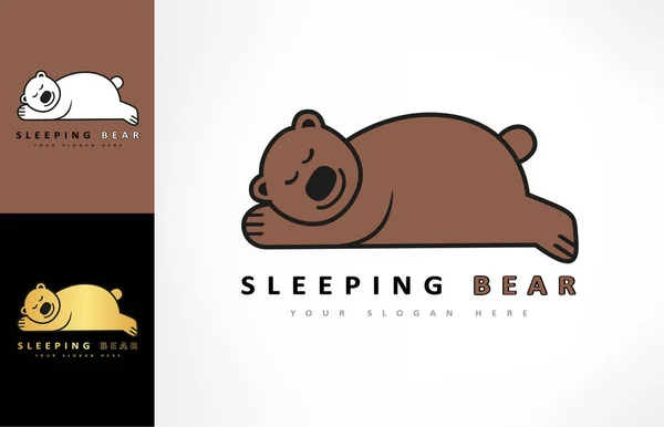 Urso Adormecido Logotipo Vetor Desenho Animal —  Vetores de Stock