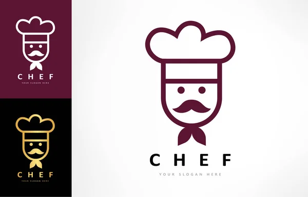 Hef Logotyp Vektor Chef Med Mustasch Och Kockmössa Kläddesign Royaltyfria illustrationer