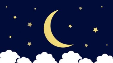 Gece gökyüzü ay yıldızları ve bulutlarla