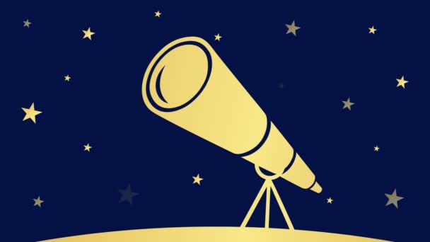 Teleskop Och Stjärnklar Natthimmel Stjärnfall Video — Stockvideo