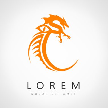 Dragon logo vektör tasarım şablonu, Ejder simgesi.