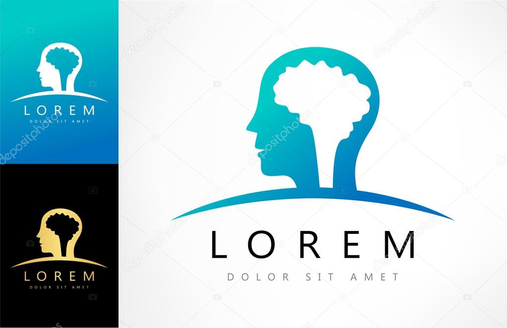 Human head with brain logo,vector illustration