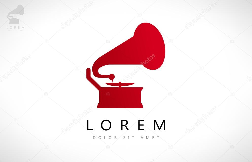 Gramophone silhouette. Phonograph vector.