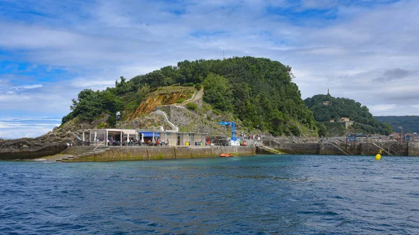 San Sebastián España Agosto 2021 Muelle Isla Santa Clara Bahía — Foto de Stock