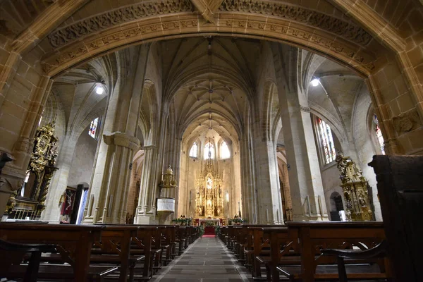 Hondarribia Španělsko Srpna 2021 Interiér Kostela Santa Maria Starém Městě — Stock fotografie