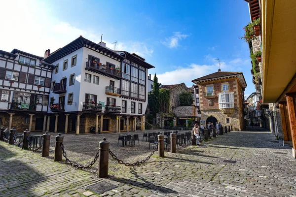 Hondarribia España Ago 2021 Casas Tradicionales Vascas Plaza Gipuzkoa Casco — Foto de Stock