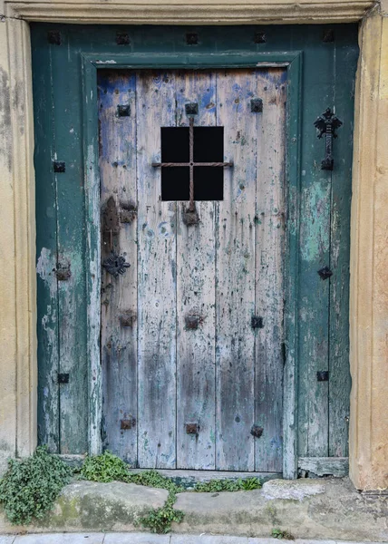 Hondarribia Hiszpania Sie 2021 Stare Drewniane Drzwi Tradycyjnym Domu Basków — Zdjęcie stockowe
