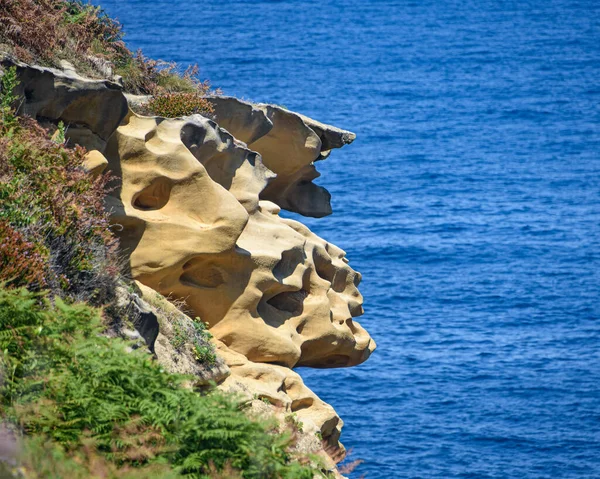 Färgglada Sandsten Klippformationer Kantabriska Kusten Mount Jaizkibel Baskien Spanien — Stockfoto