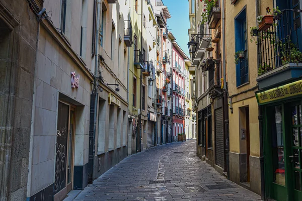 Vitoria Gasteiz Spanje Augustus 2021 Kleurrijke Gebouwen Smalle Straatjes Van — Stockfoto