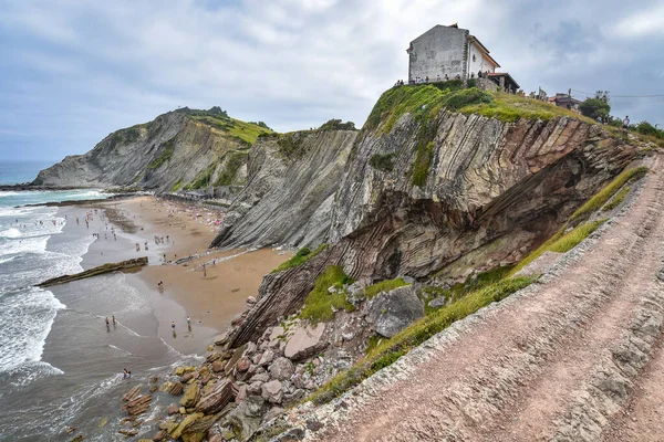 Zumaia Espanha Agosto 2021 Igreja San Telmo Penhascos Flysch Costa — Fotografia de Stock