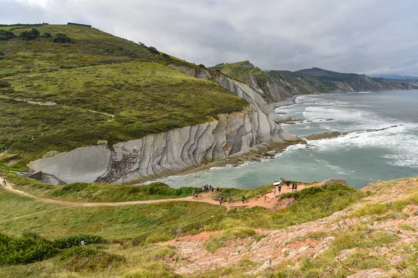 Formações Rochosas Flysch Costa Basca Geoparque Global Unesco Entre Zumaia — Fotografia de Stock