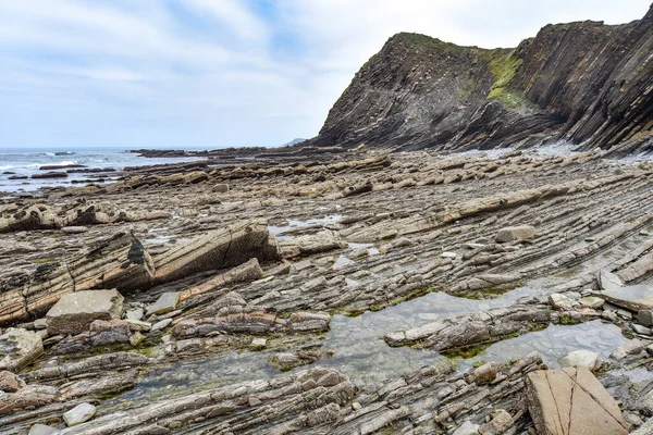 Formazioni Rocciose Flysch Nella Costa Basca Geoparco Globale Unesco Tra — Foto Stock