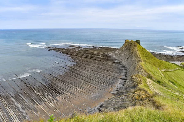 Formations Rocheuses Flysch Sur Côte Basque Géoparc Mondial Unesco Entre — Photo