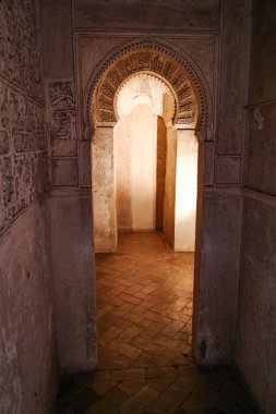 Granada, İspanya - 21 Ekim 2025: Palacio de los Leones 'deki İslami mimari, Nasrid Sarayı, Alhambra, UNESCO Dünya Mirası Bölgesi