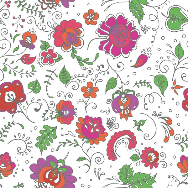 Patrón floral dibujado a mano sin costuras. Ilustración vectorial . — Vector de stock