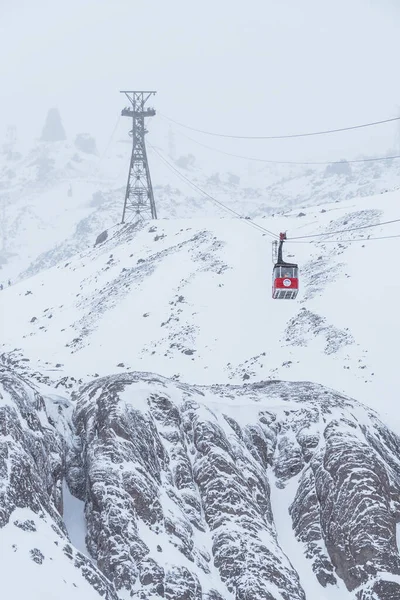 Terskol Kabardino Balkaria Rusia Febrero 2020 Teleférico Monte Elbrus Estación —  Fotos de Stock