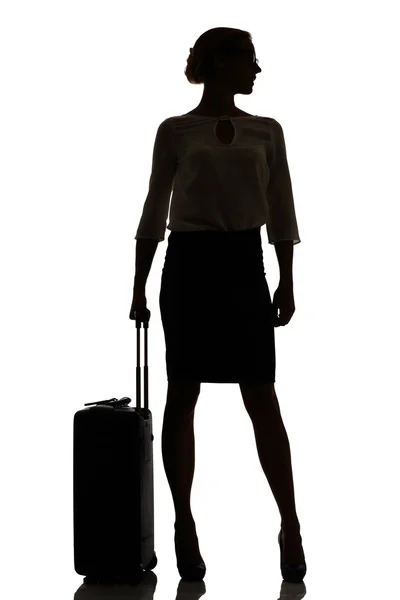 Hostess Business Class Reise Silhouette Studio aufgenommen — Stockfoto