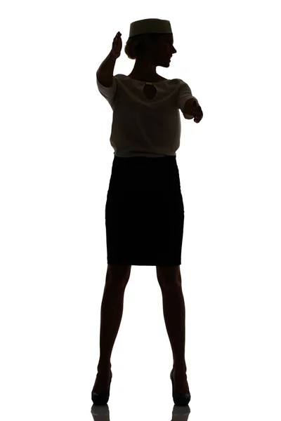 Hostess business class travel silhouette studio shot — Stock Photo, Image