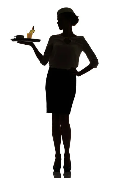 Hostess business class travel silhouette studio shot — Stock Photo, Image