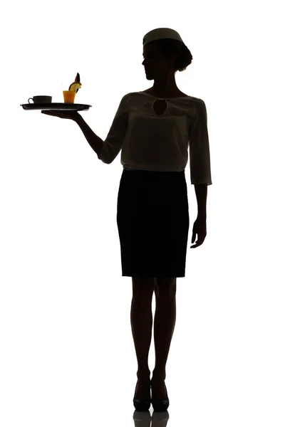 Hostess business class travel silhouette studio shot — Stock Photo, Image