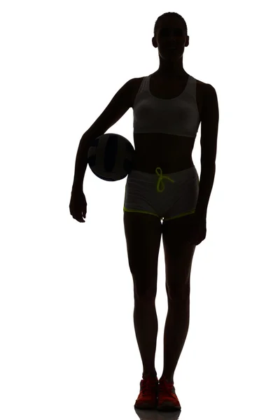 Une silhouette de joueur de beach volley femme en silhouette studio — Photo