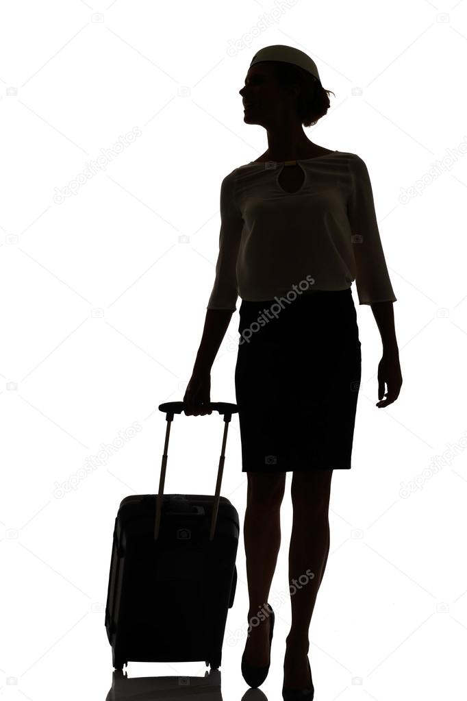 hostess business class travel silhouette studio shot