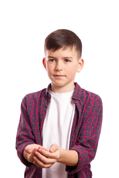 The boy stretched his arms in front of him — Stock Photo, Image