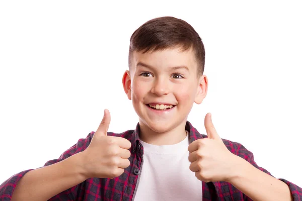 Happy boy raised his thumbs up Royalty Free Stock Photos