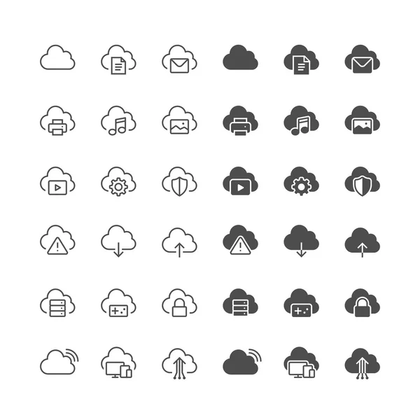 Iconos de computación en nube, incluidos normal y habilitar el estado . — Vector de stock