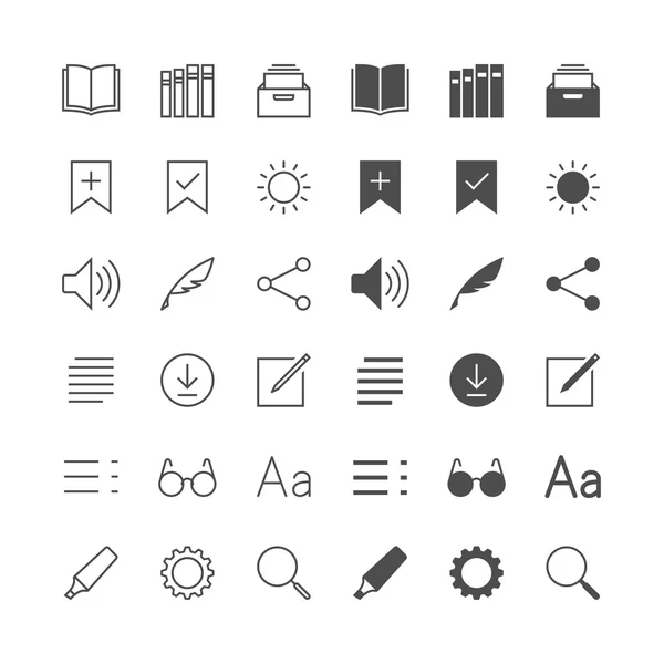 E-book reader icons, included normal and enable state. — Stock Vector