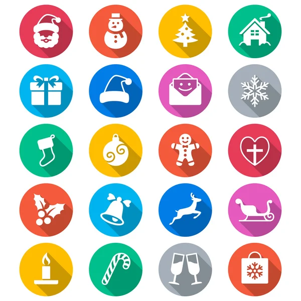 Iconos de color plano de Navidad — Vector de stock