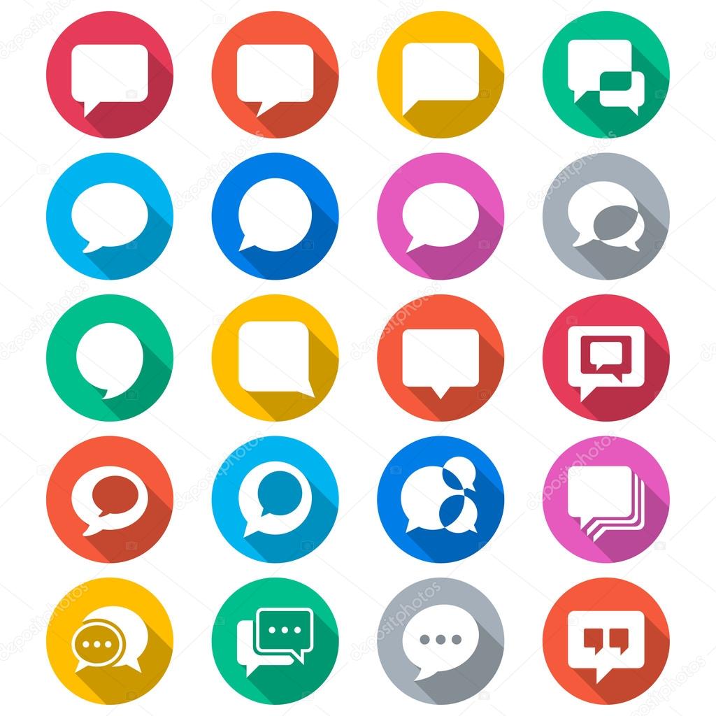 speech bubble flat color icons
